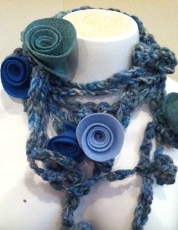 Colorful crochet scarves