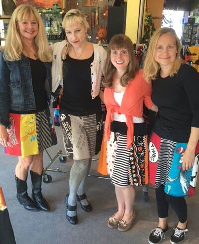All of the cool chicks wearing BJ McHugh skirts!